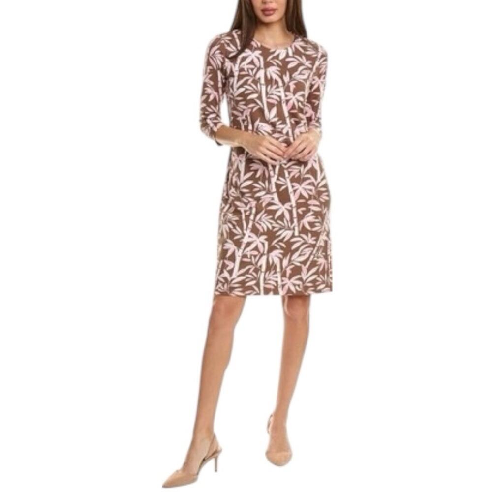 J. McLaughlin dress bamboo print brown pink sz S